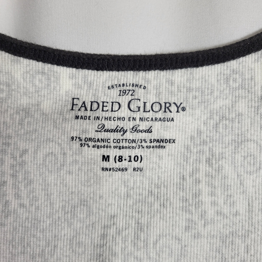 Faded Glory ribbed black and white tank top women's M #793 - Picture 2 of 3